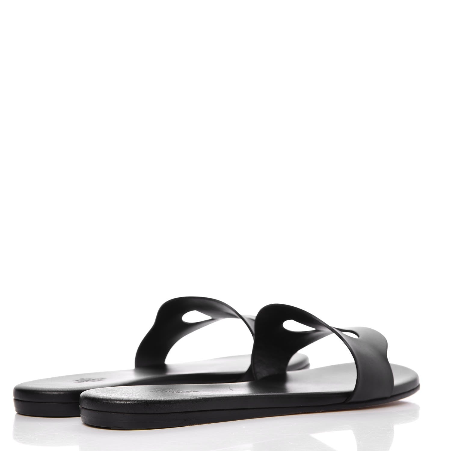 Hermes Calfskin Raw Edge Lisboa Sandals 37 Black 4 of 9
