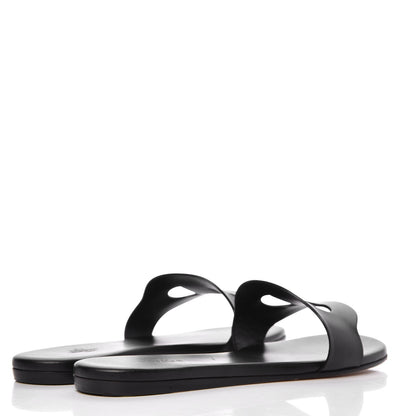 Hermes Calfskin Raw Edge Lisboa Sandals 37 Black 4 of 9