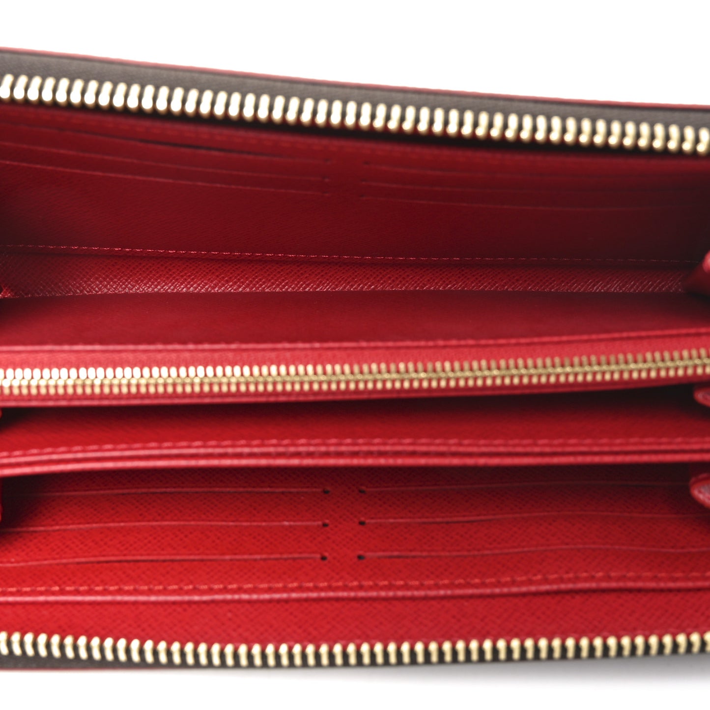 Damier Ebene Studded Zippy Wallet Cherry