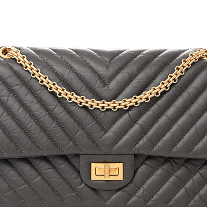 Chanel Aged Calfskin Chevron Quilted 2.55 Reissue 226 Flap Dark Grey 8 of 12