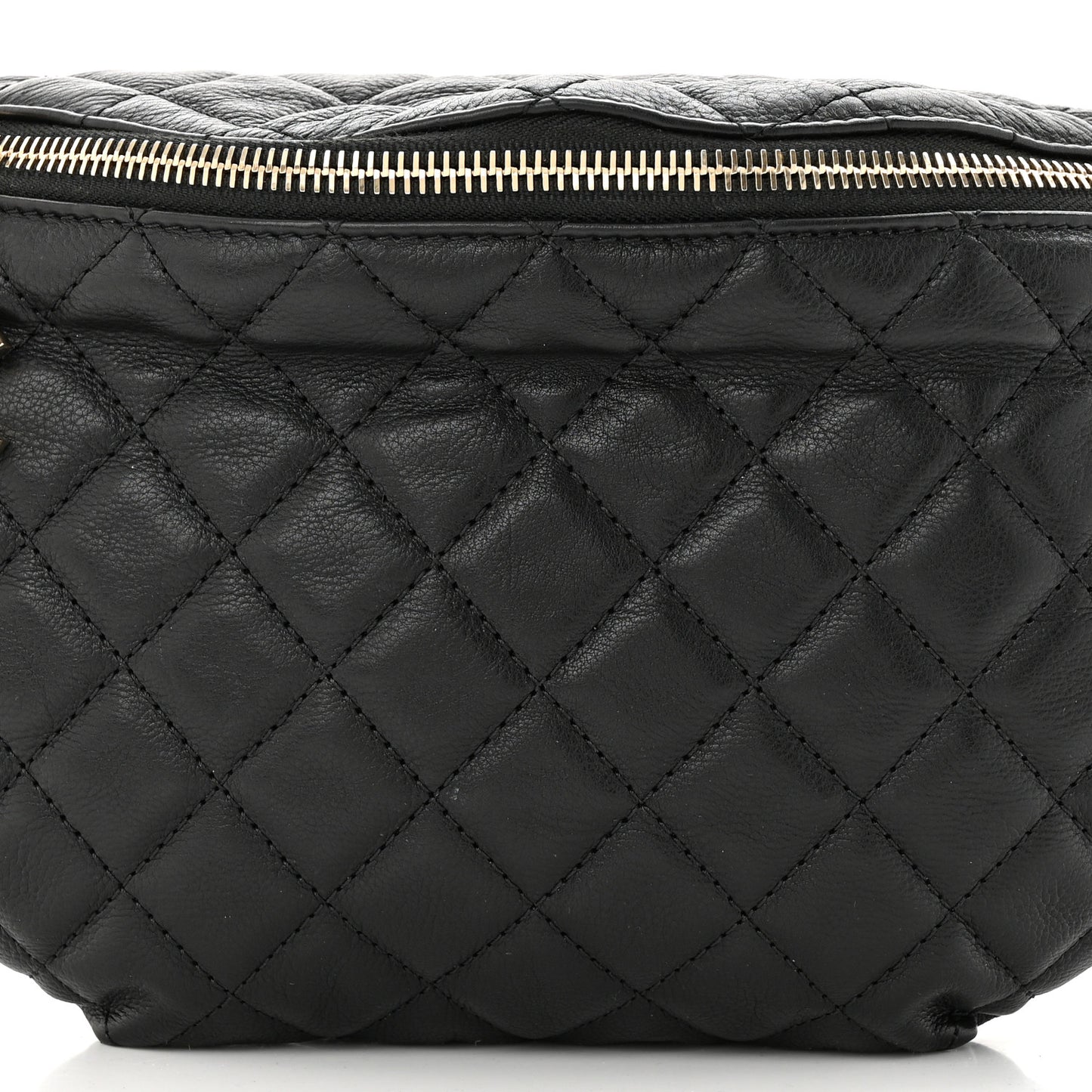 Calfskin Quilted Banane Waist Bag Fanny Pack Black