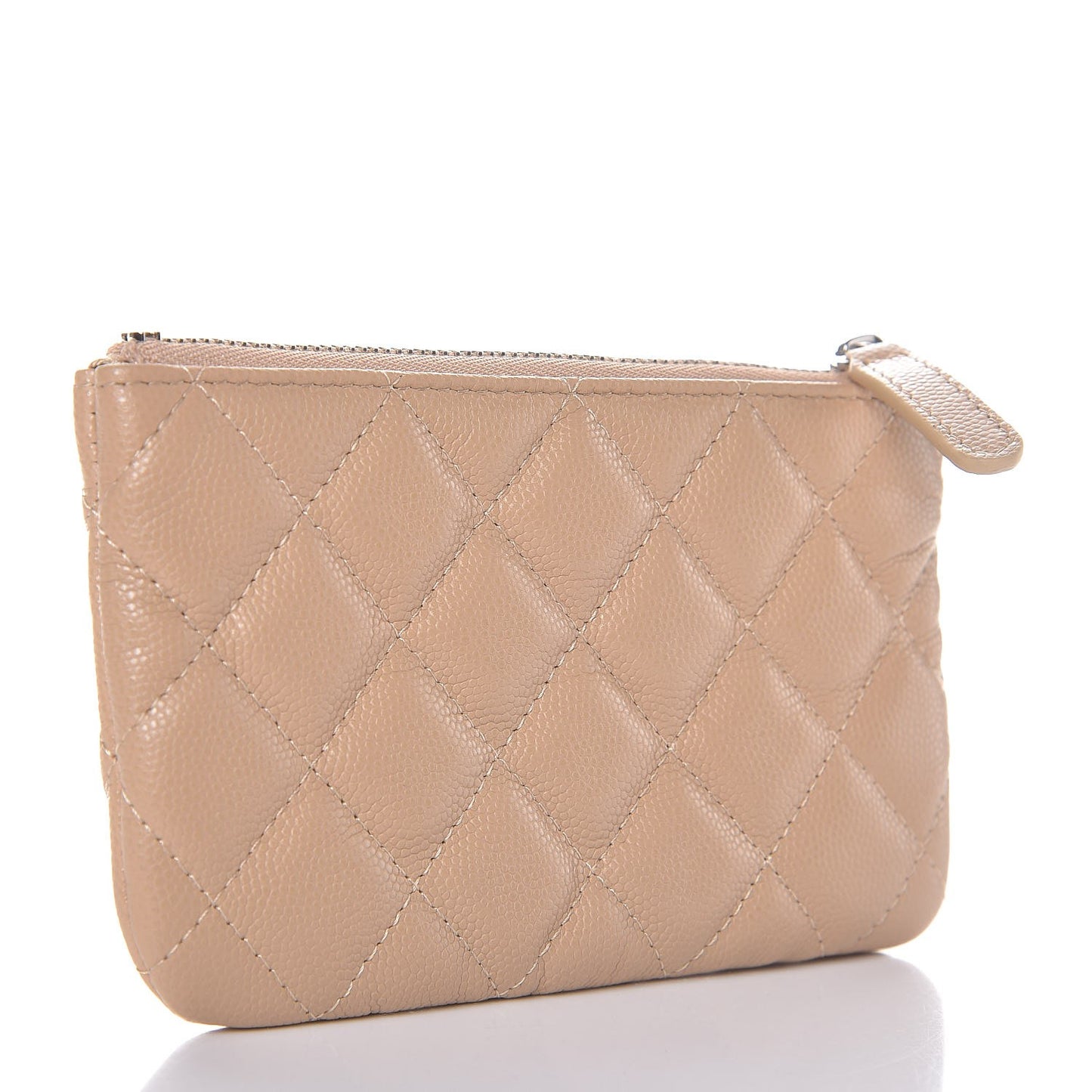 Caviar Quilted Small Cosmetic Case Beige