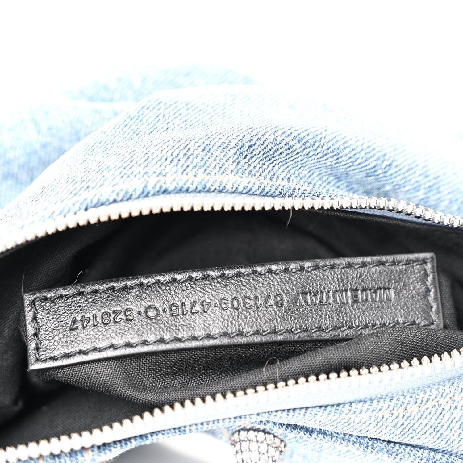 Balenciaga Washed Frayed Denim Crystal Small Le Cagole Shoulder Bag XS Blue 8 of 11