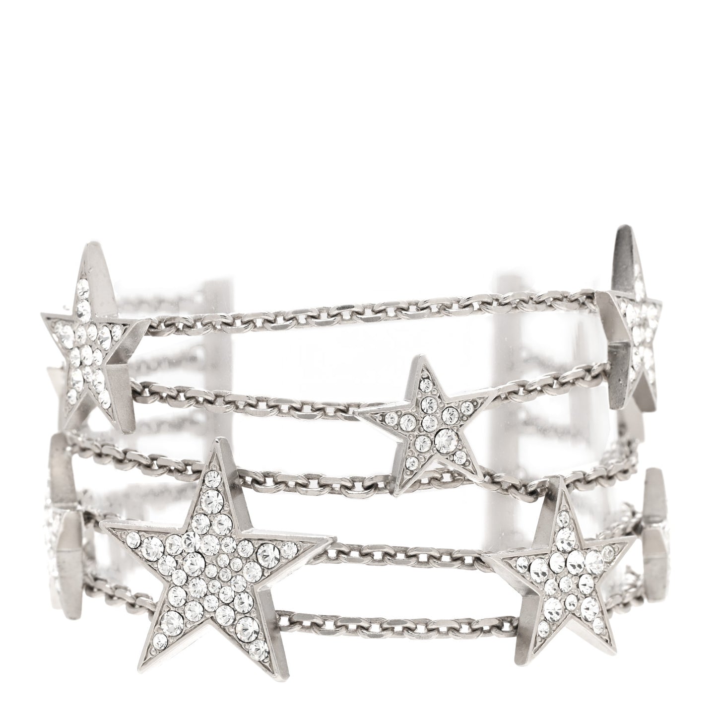 Crystal Star CC Multi Strand Bracelet Silver