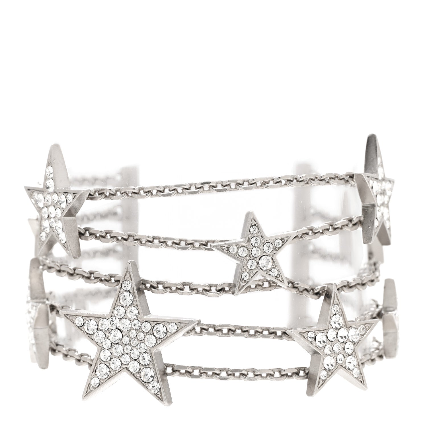 Chanel Crystal Star CC Multi Strand Bracelet Silver 1 of 4