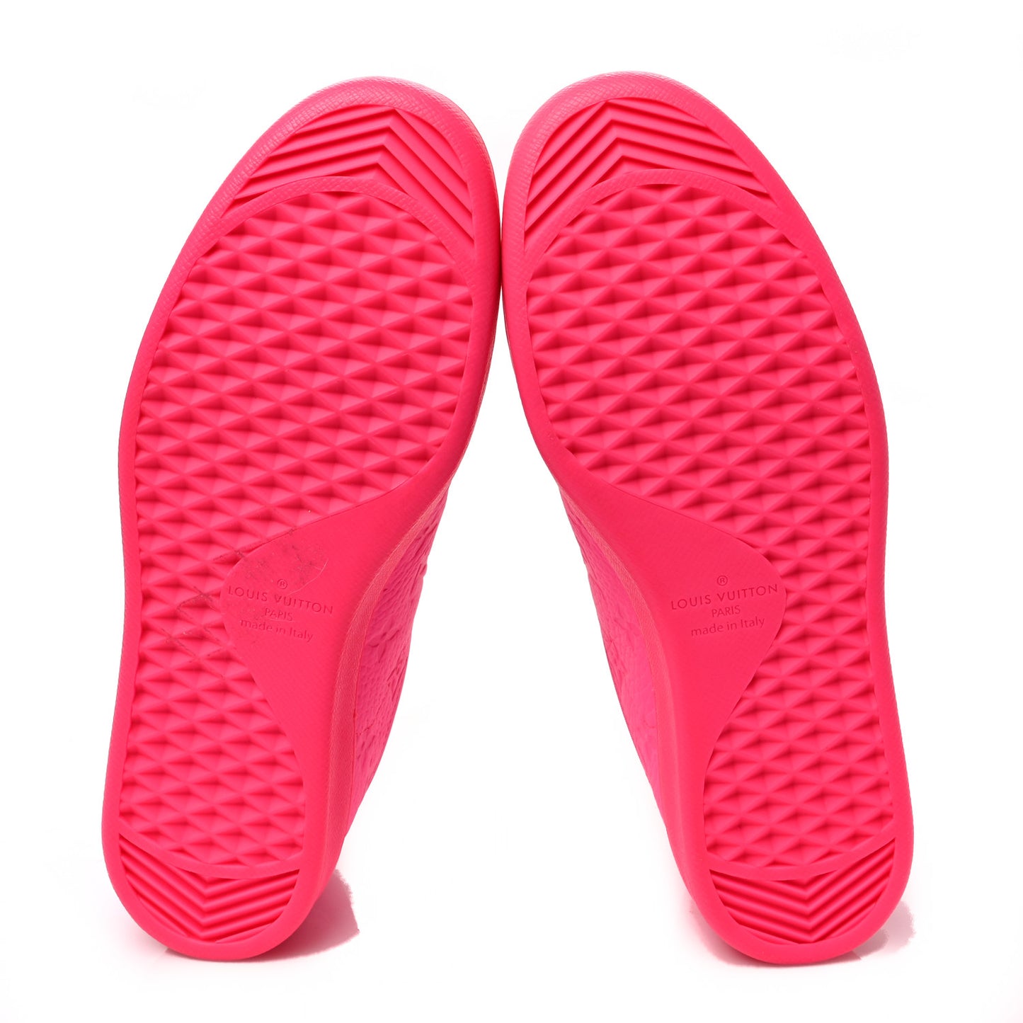 Grained Calfskin Embossed Monogram Mens Luxembourg Sneakers 6.5 Fluo Pink