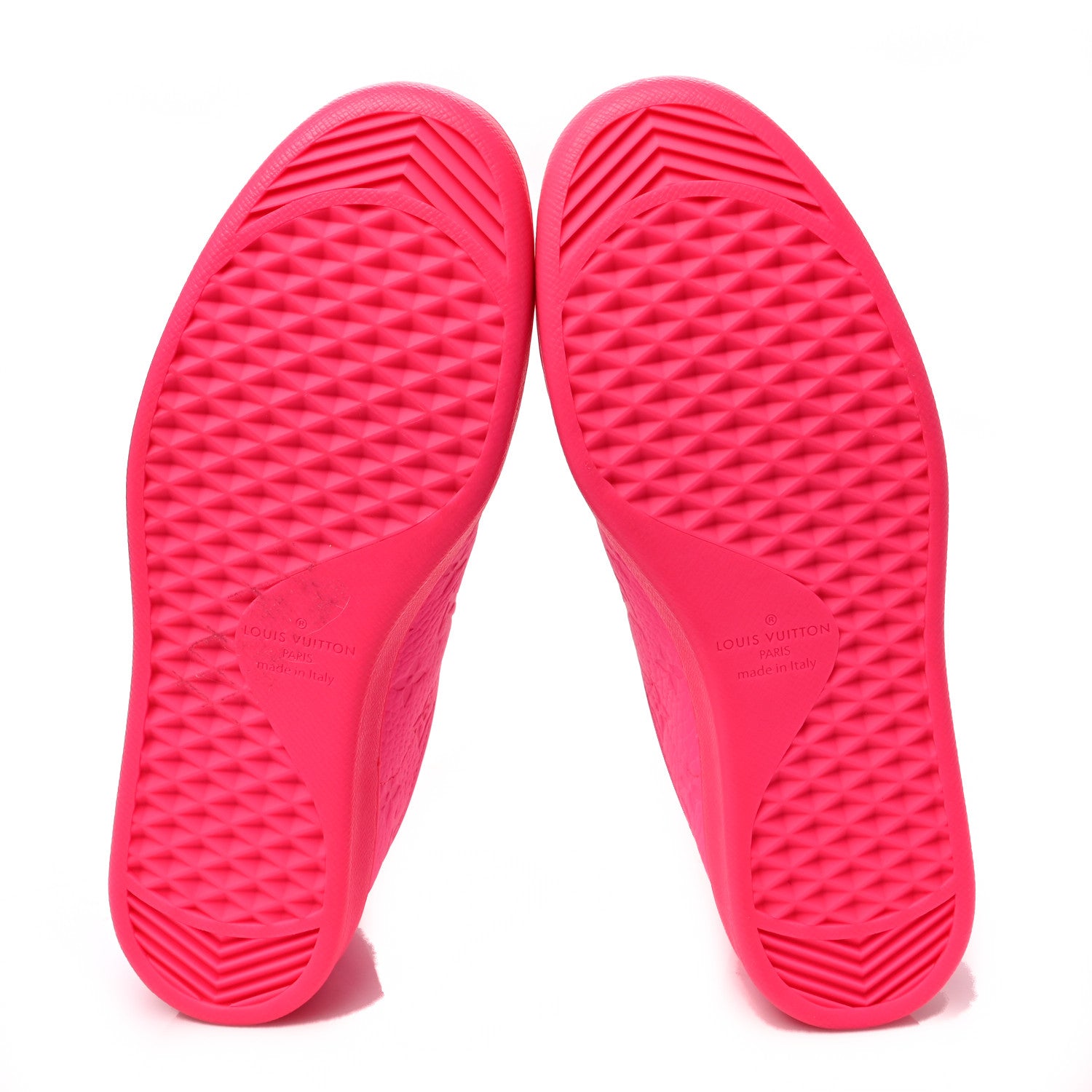 Louis Vuitton Grained Calfskin Embossed Monogram Mens Luxembourg Sneakers 6.5 Fluo Pink 6 of 8