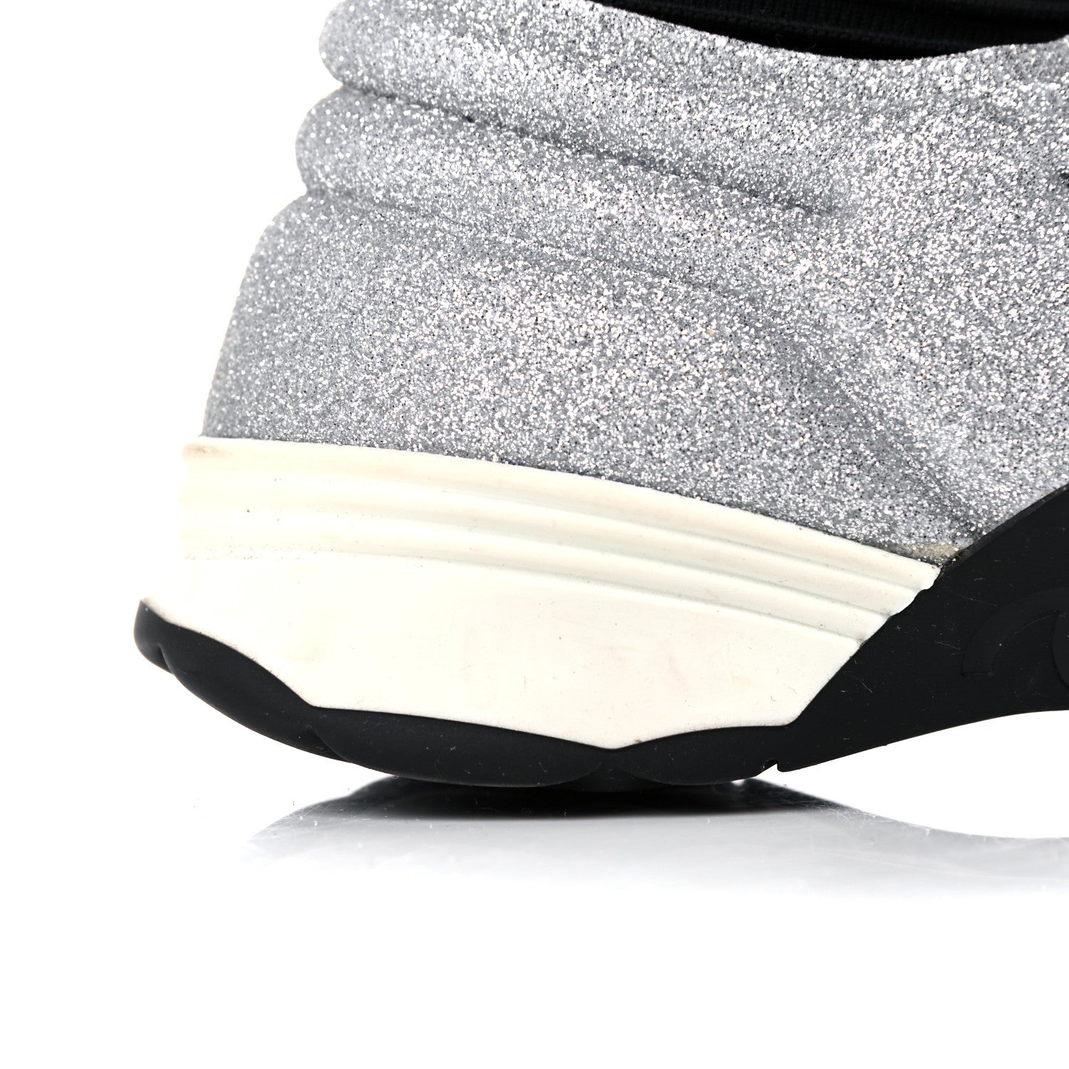 Chanel Glitter Stretch Fabric CC Sneakers 36.5 Black Silver 8 of 16