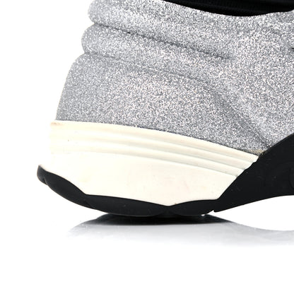 Chanel Glitter Stretch Fabric CC Sneakers 36.5 Black Silver 8 of 16