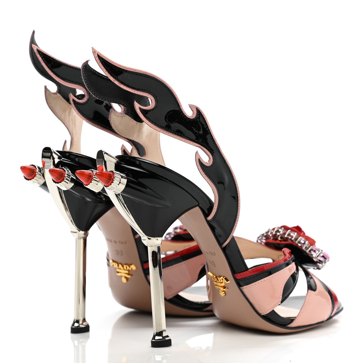 Prada Patent Flame Crystal Embellished Sandals 39 Multicolor 4 of 13