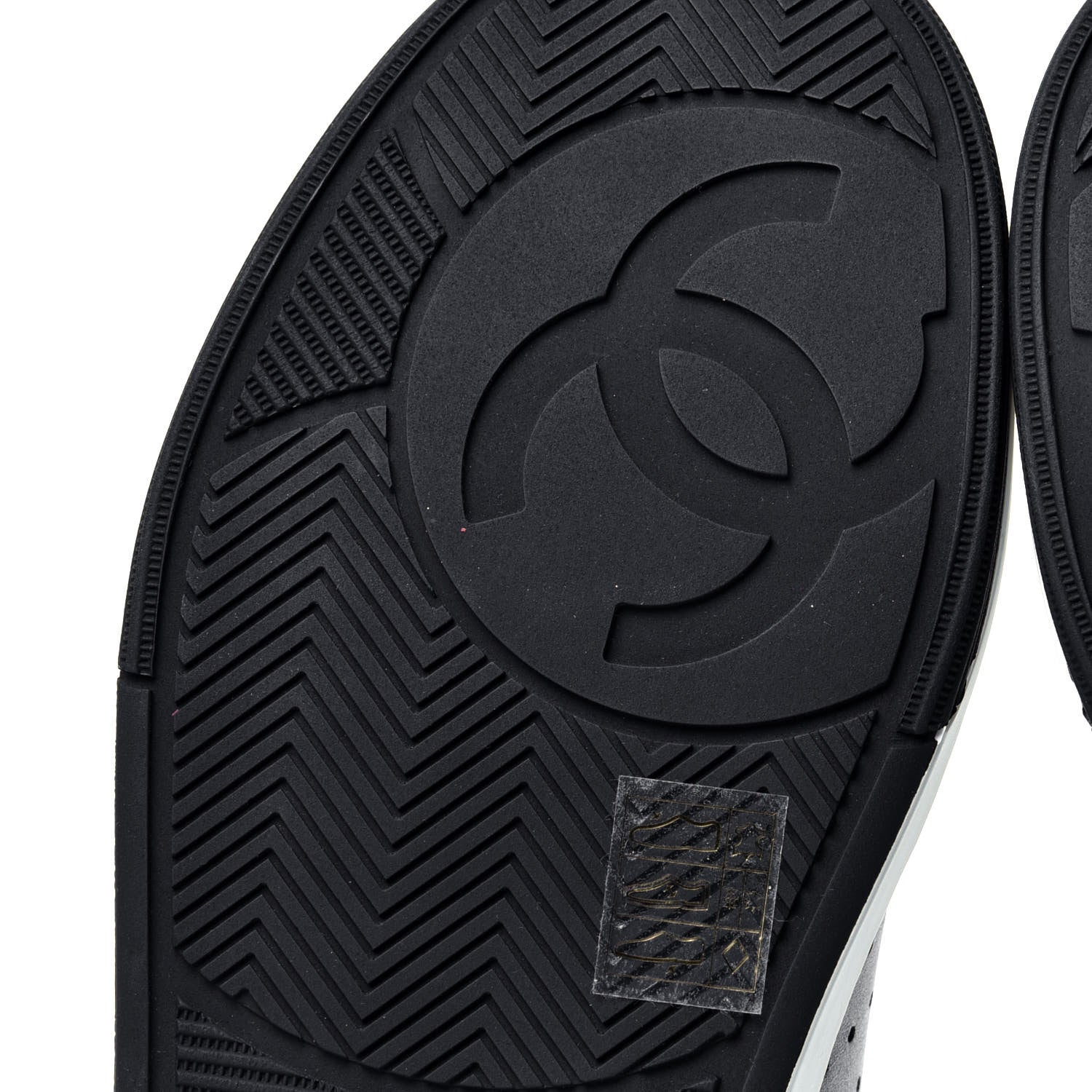 Chanel Calfskin Womens Logo Sneakers 38 Black White 9 of 13