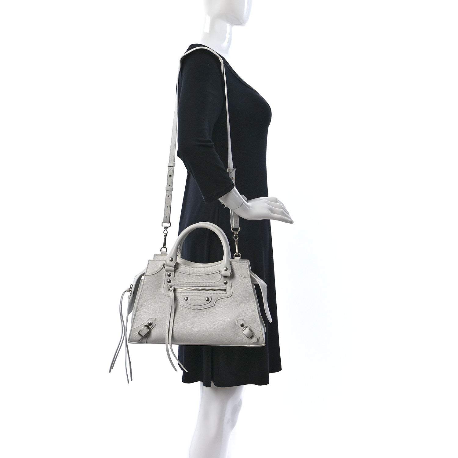 Balenciaga Grained Calfskin Neo Classic Silver Hardware S City White 2 of 8