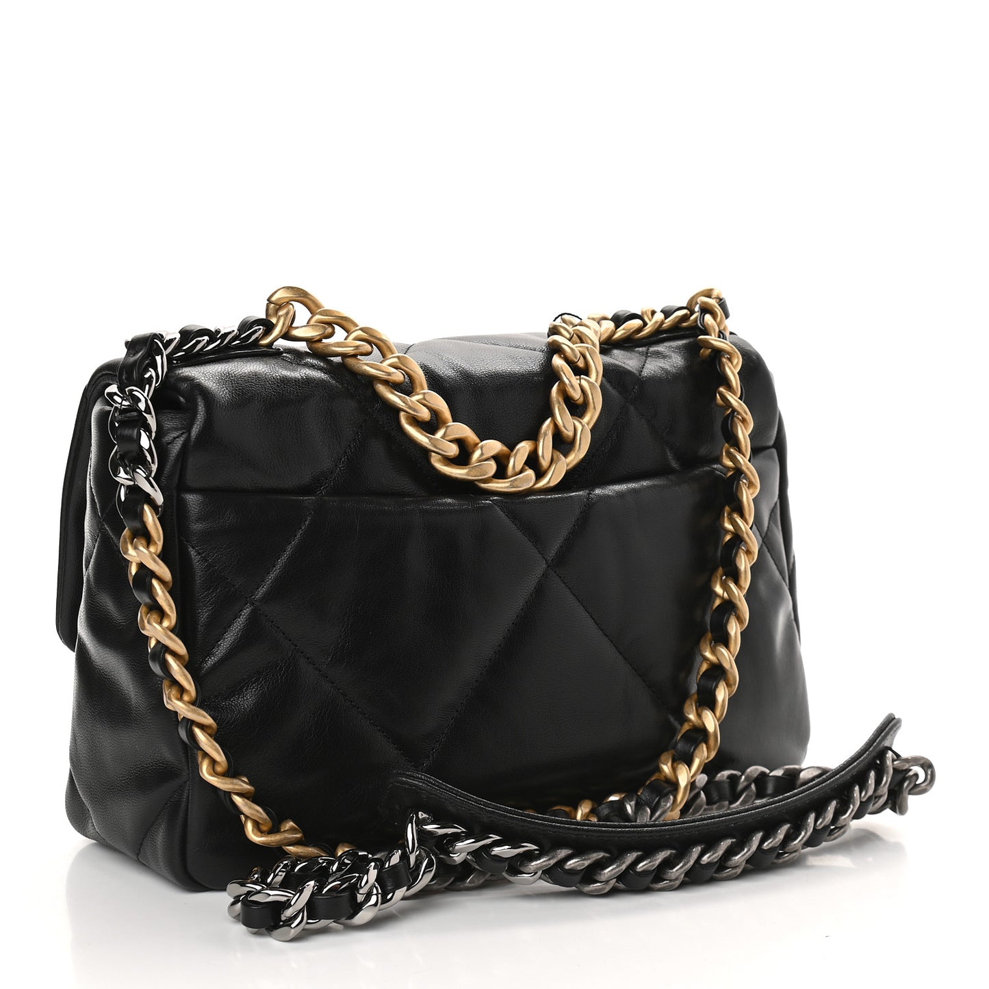 Goatskin Quilted Medium Chanel 19 Flap Black