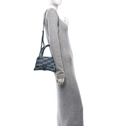 Balenciaga Denim BB Monogram Small Hourglass Top Handle Bag Blue 2 of 10