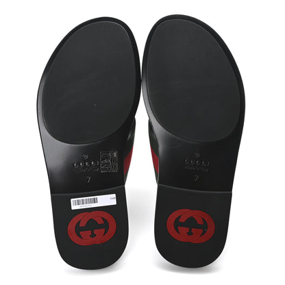 Gucci Nylon Calfskin Web Mens GG Thong Sandals 7 Green Red Black 6 of 8