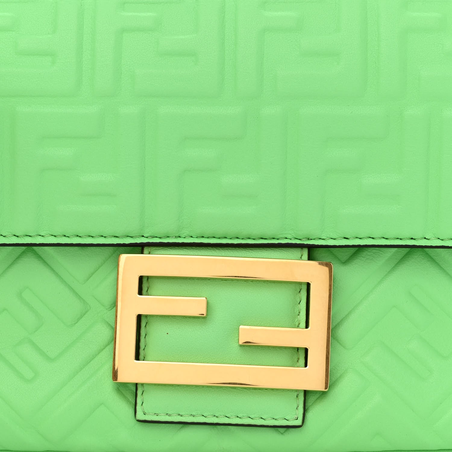 Fendi Nappa Small FF Embossed Midi Chain Baguette Edamame 8 of 10