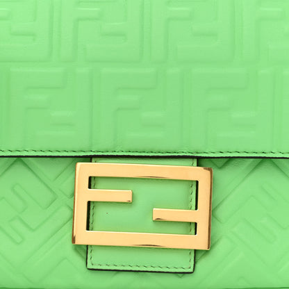 Fendi Nappa Small FF Embossed Midi Chain Baguette Edamame 8 of 10