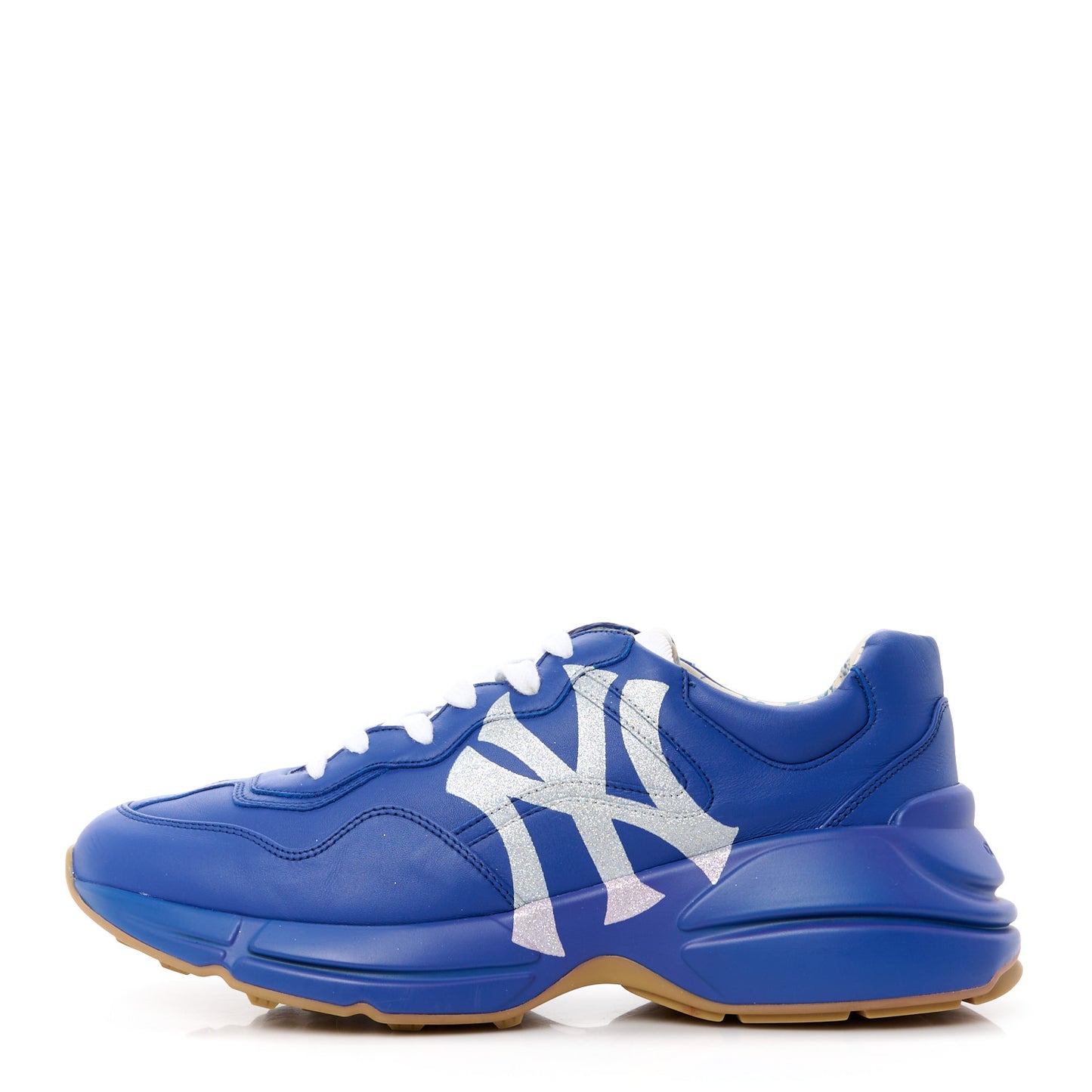 X MLB Calfskin NY Yankees Mens Rhyton Sneakers 8 Electric Blue
