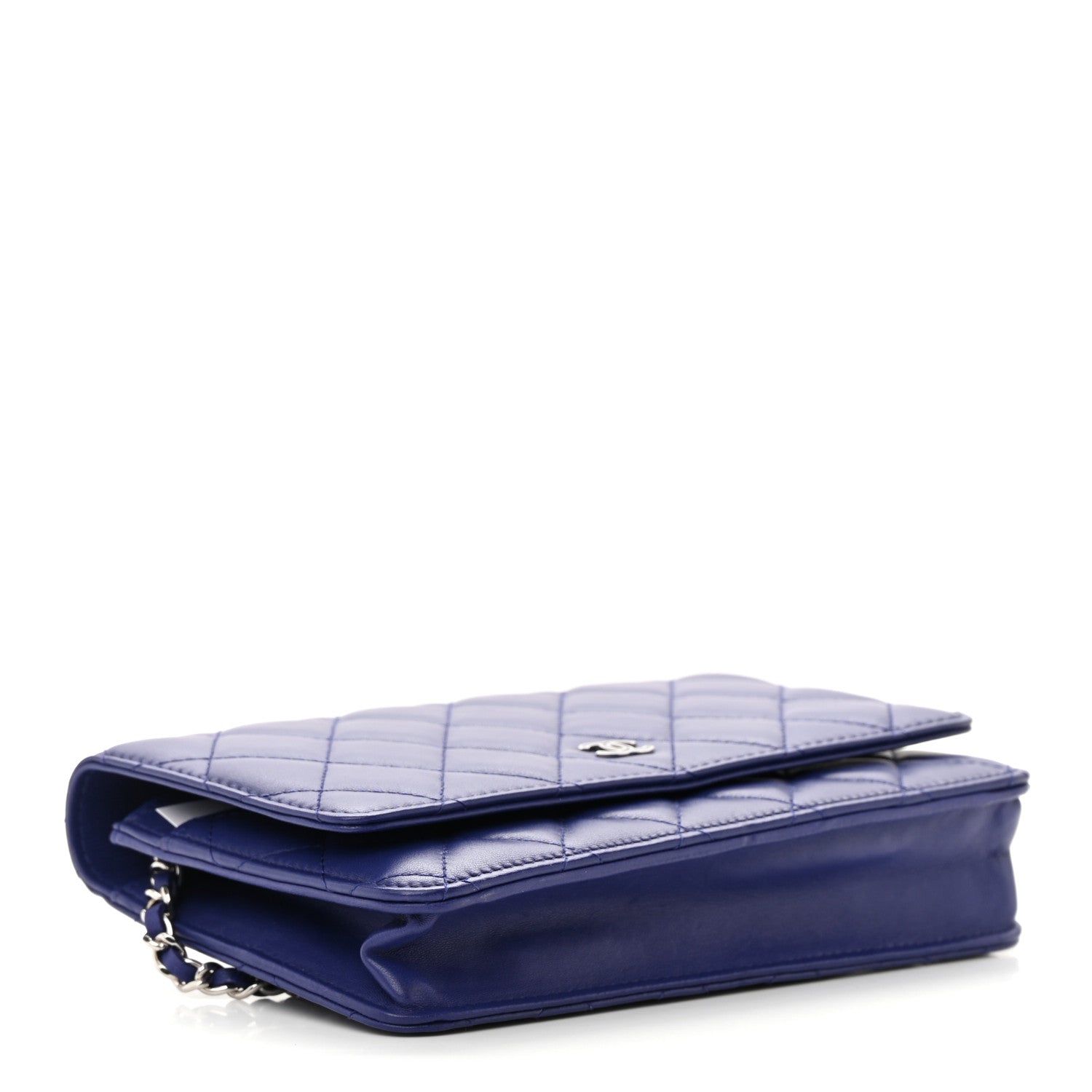 Chanel Lambskin Quilted Wallet On Chain WOC Blue 4 of 16