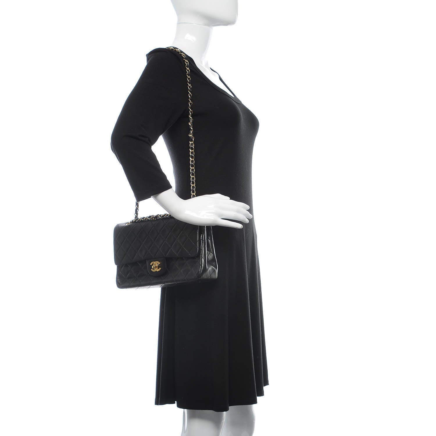 Chanel Lambskin Quilted Medium Double Flap Bag Black 2 of 12