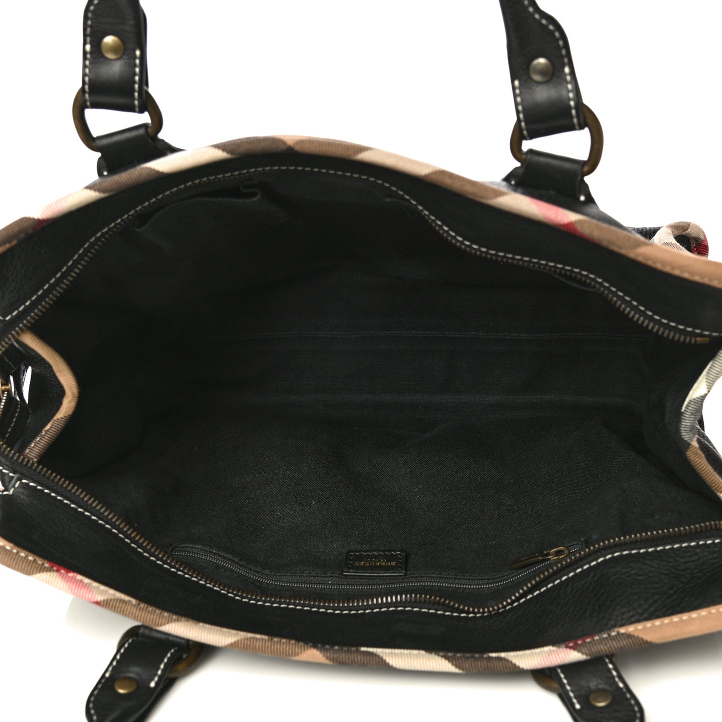 Grainy Calfskin Nova Check Tote Black