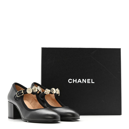 Chanel Lambskin Mary Jane Charm Pumps 39 Black 9 of 9