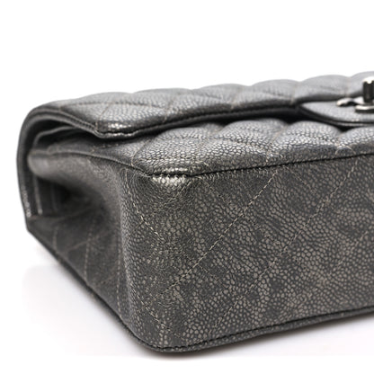 Chanel Metallic Caviar Quilted Medium Double Flap Dark Grey 9 of 10