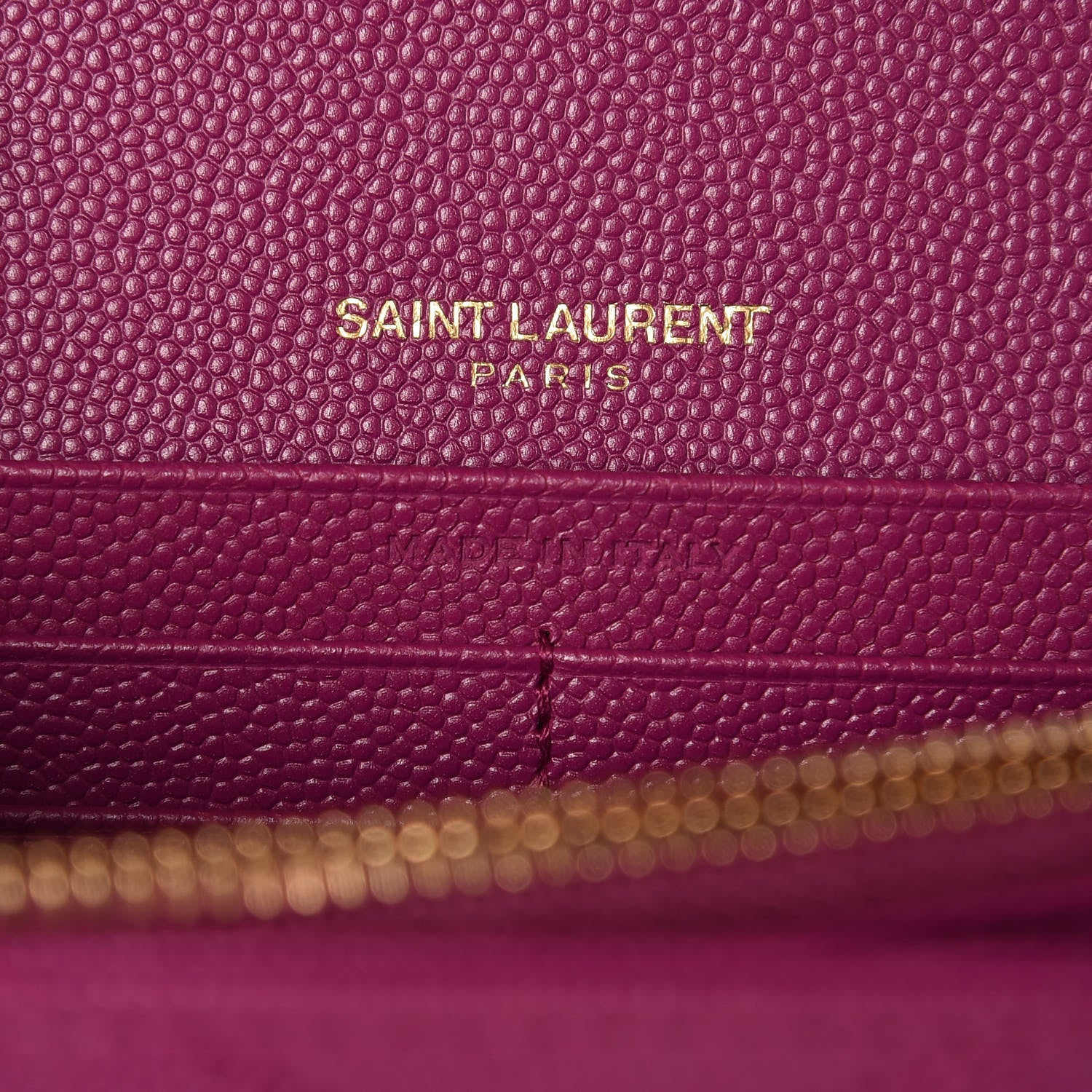 Saint Laurent Grain De Poudre Matelasse Chevron Monogram Chain Wallet Dark Grape 7 of 9