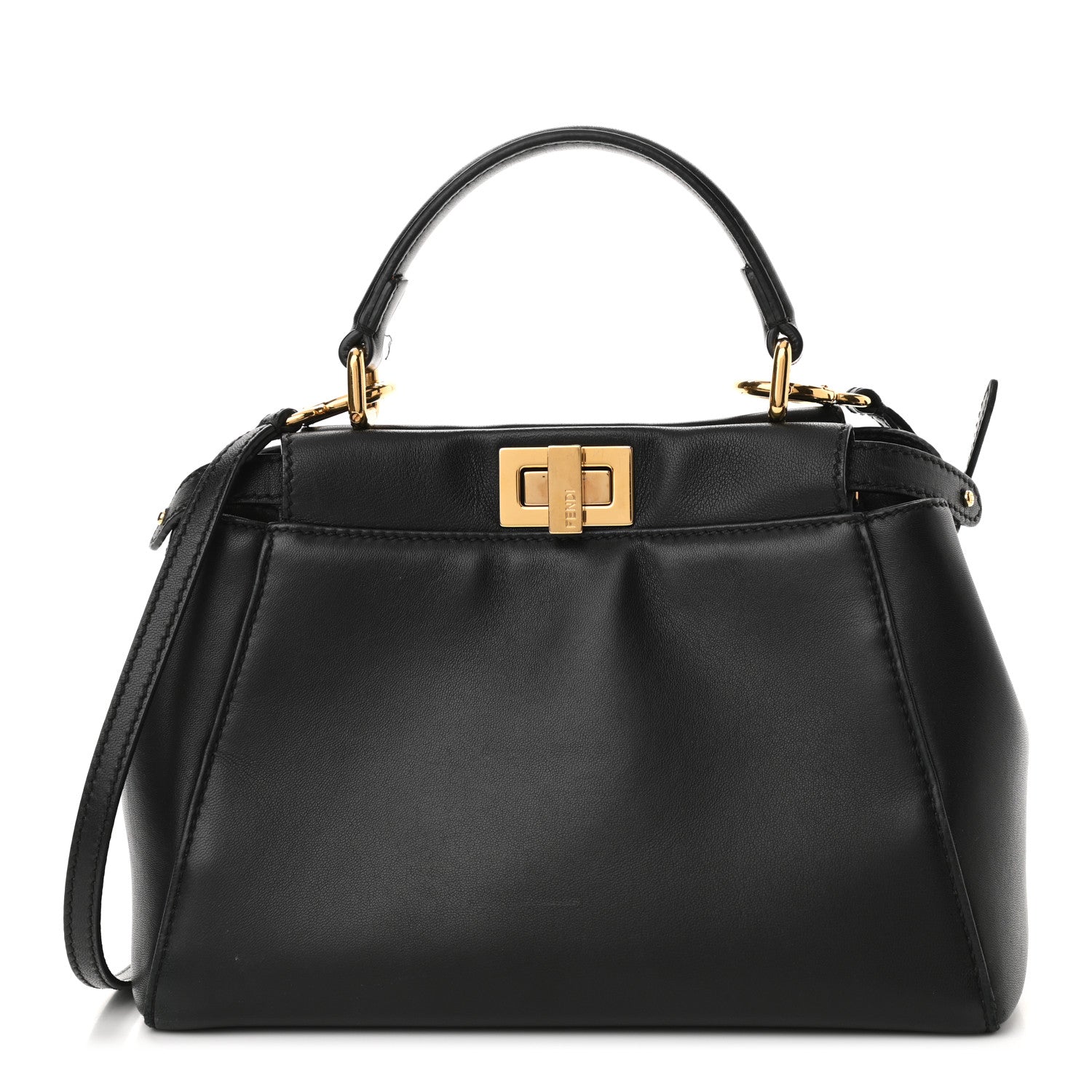 Fendi Nappa Mini Peekaboo Iconic Satchel Black 1 of 14
