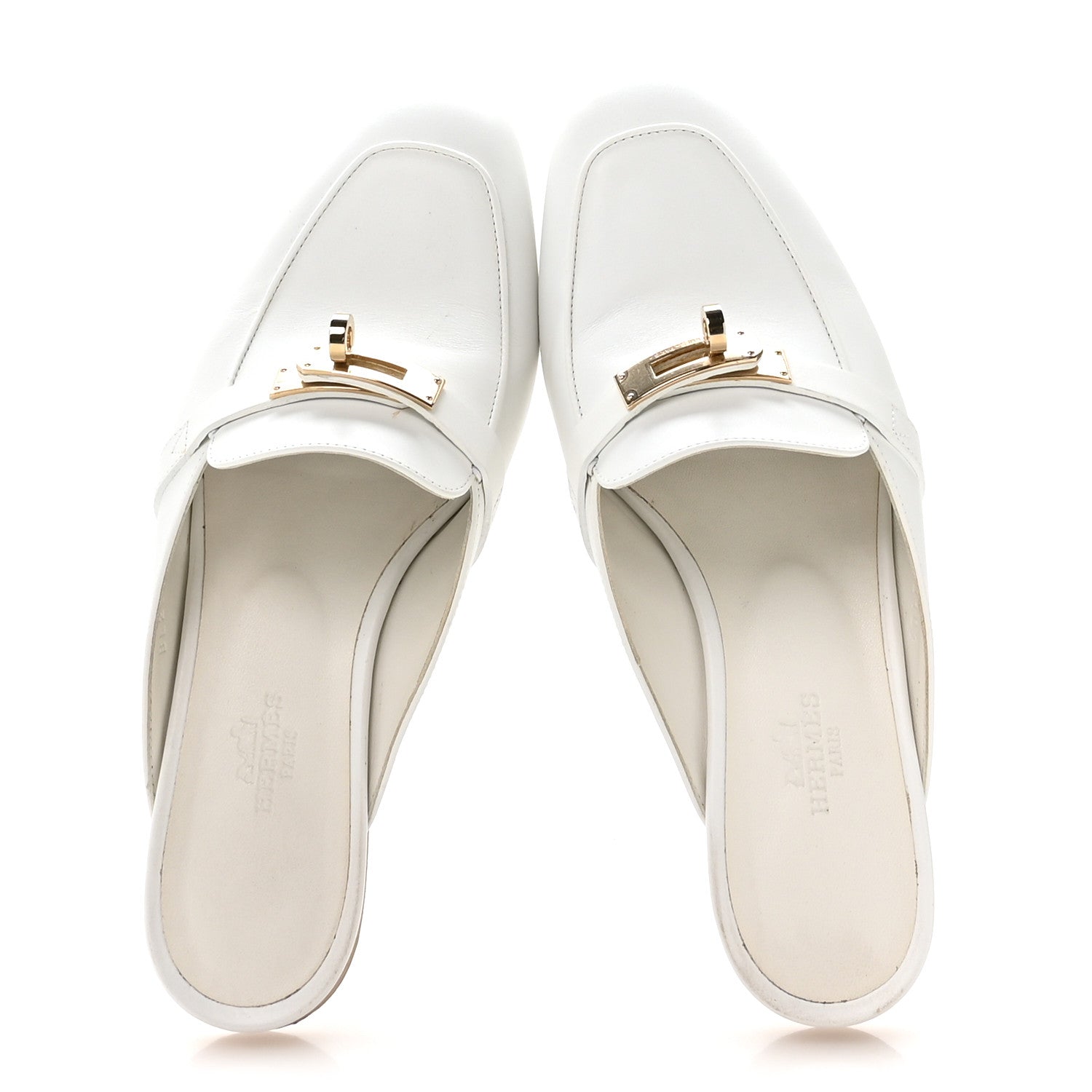 Hermes Calfskin Oz Mules 36 White 2 of 9