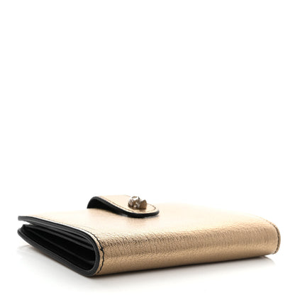 Alexander McQueen Metallic Calfskin Skull French Wallet Gold 4 of 10