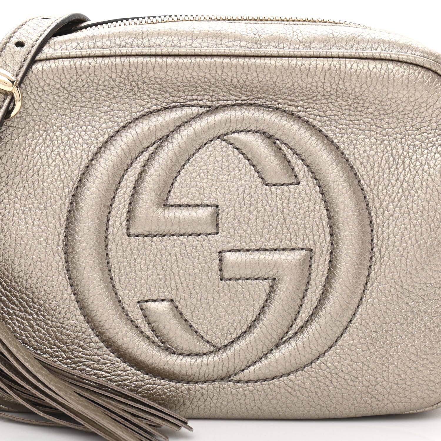Gucci Metallic Pebbled Calfskin Small Soho Disco Bag Golden Beige 8 of 10