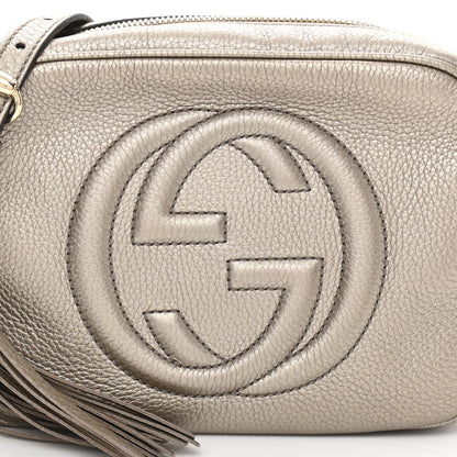Gucci Metallic Pebbled Calfskin Small Soho Disco Bag Golden Beige 8 of 10