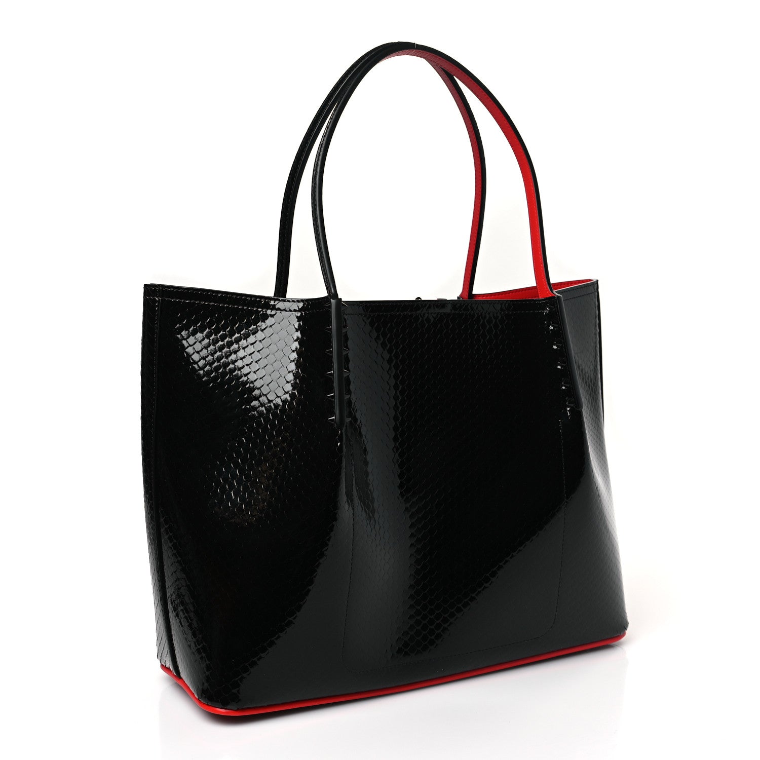 Christian Louboutin Calfskin Crocodile Embossed Spikes Large Cabarock Black 3 of 8
