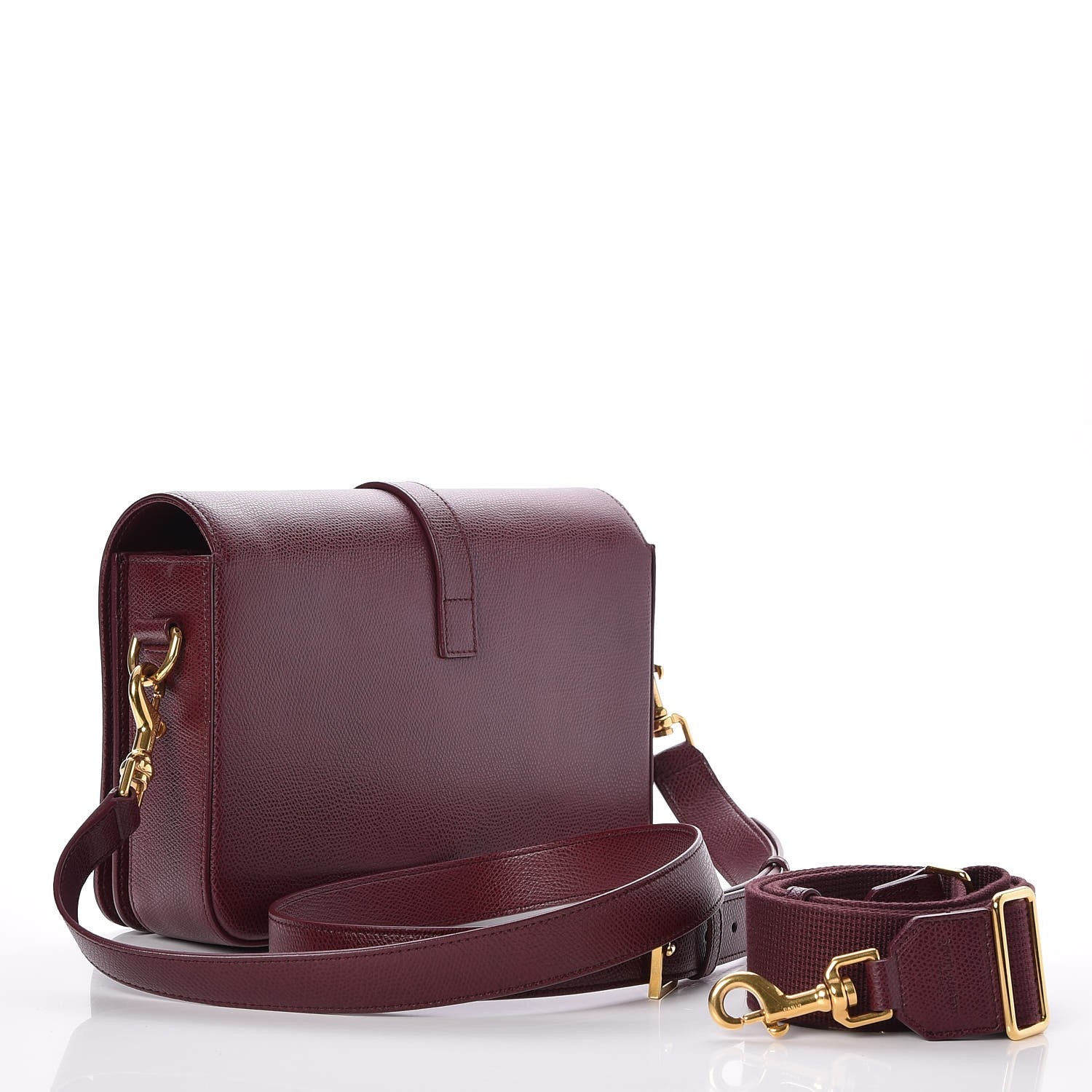 Saint Laurent Textured Calfskin Medium Classic Monogram Universite Bag Dark Red 4 of 7