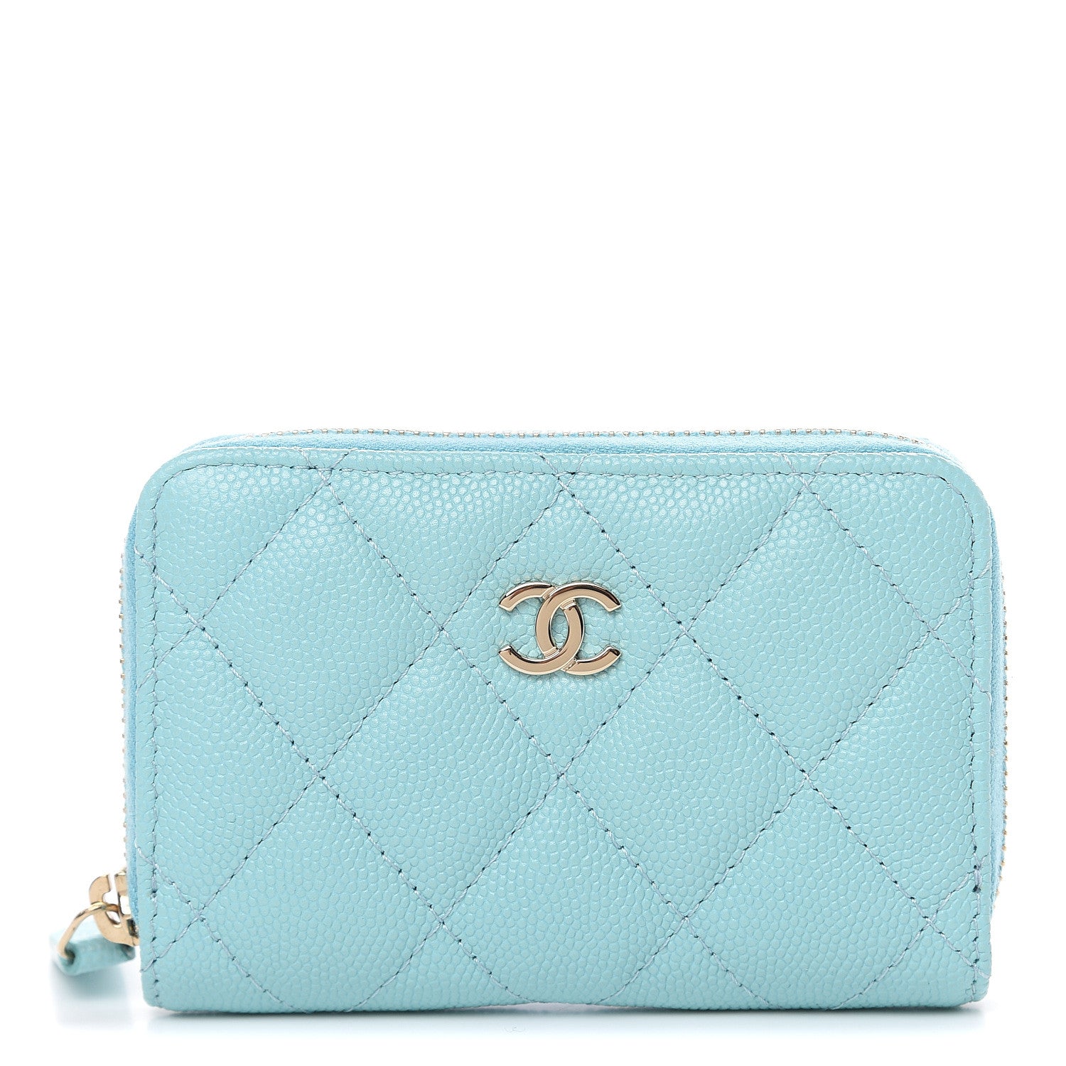 Chanel Caviar Quilted Zip Coin Purse Light Blue 1 of 8