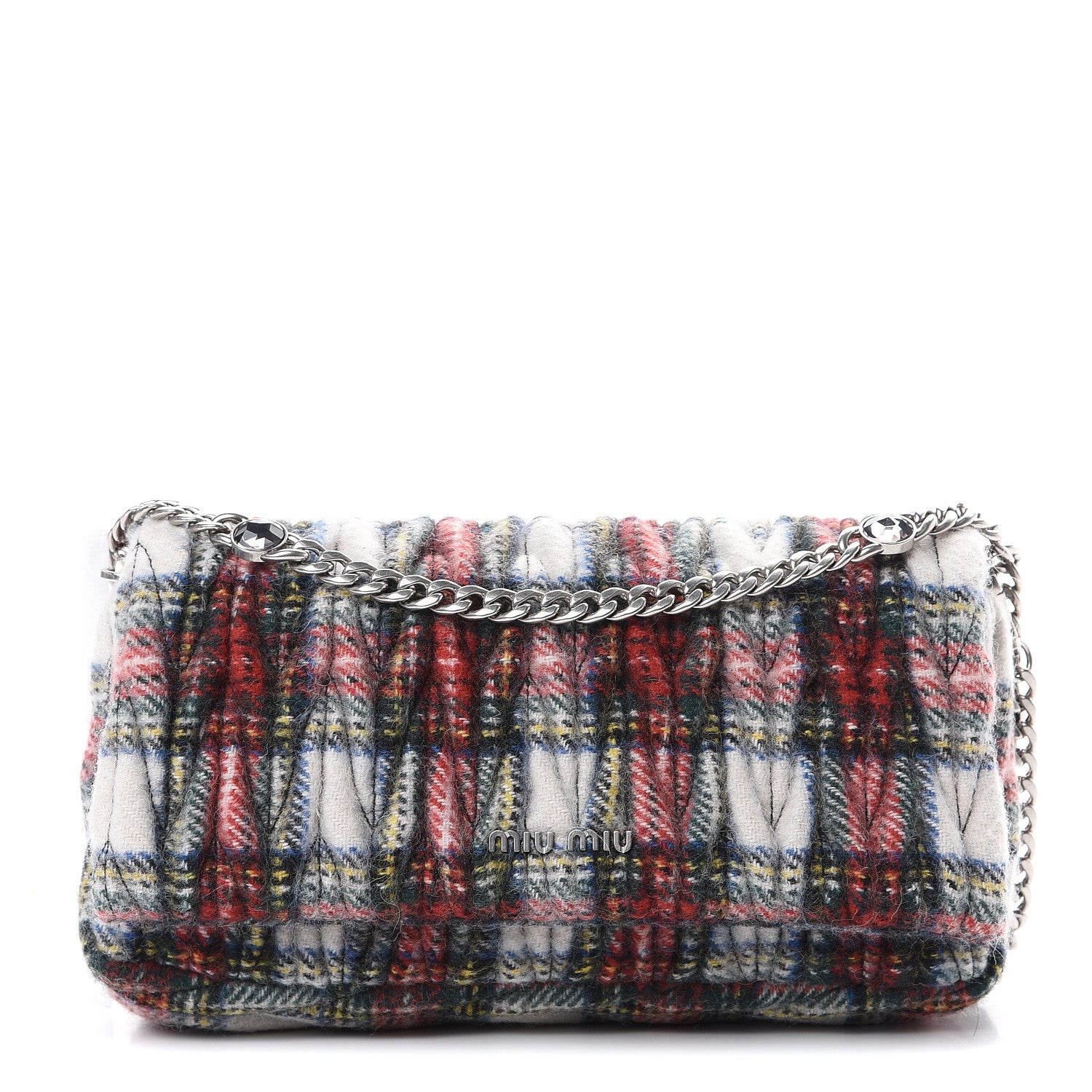 Miu Miu Tartan Matelasse Small Flap Naturale 1 of 9