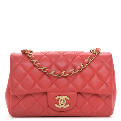 Chanel Lambskin Quilted Mini Rectangular Flap Red 1 of 14
