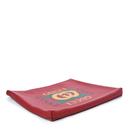 Gucci Pebbled Calfskin Medium Logo Portfolio Clutch Hibiscus Red 4 of 7