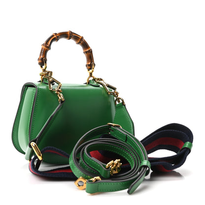 Gucci Boarded Dyana Lux Calfskin Mini Bamboo 1947 Top Handle Bag Spring Green 3 of 10