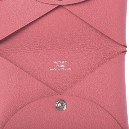 Hermes Evercolor Calvi Card Case Rose Azalee 6 of 7