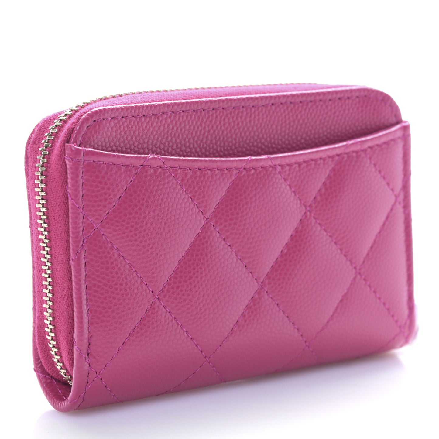 Caviar Quilted Zip Around Coin Purse Dark Pink