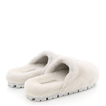 Prada Montone Metal Triangle Logo 20mm Slippers 39 Bianco 4 of 9