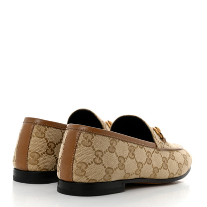 Gucci Canvas GG Monogram Horsebit Womens Jordaan Loafers 36 Beige Ruggine Rust 4 of 9