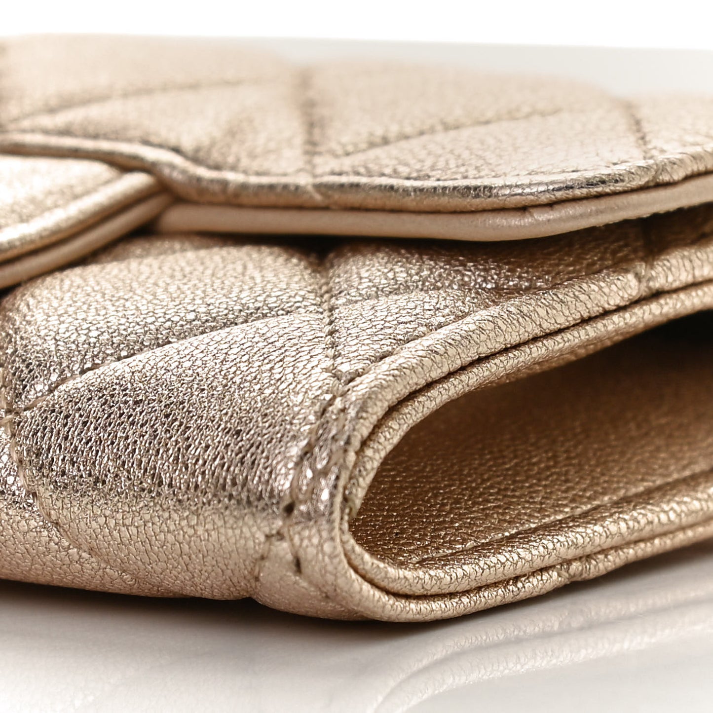 Metallic Lambskin Quilted Belt Bag Gold