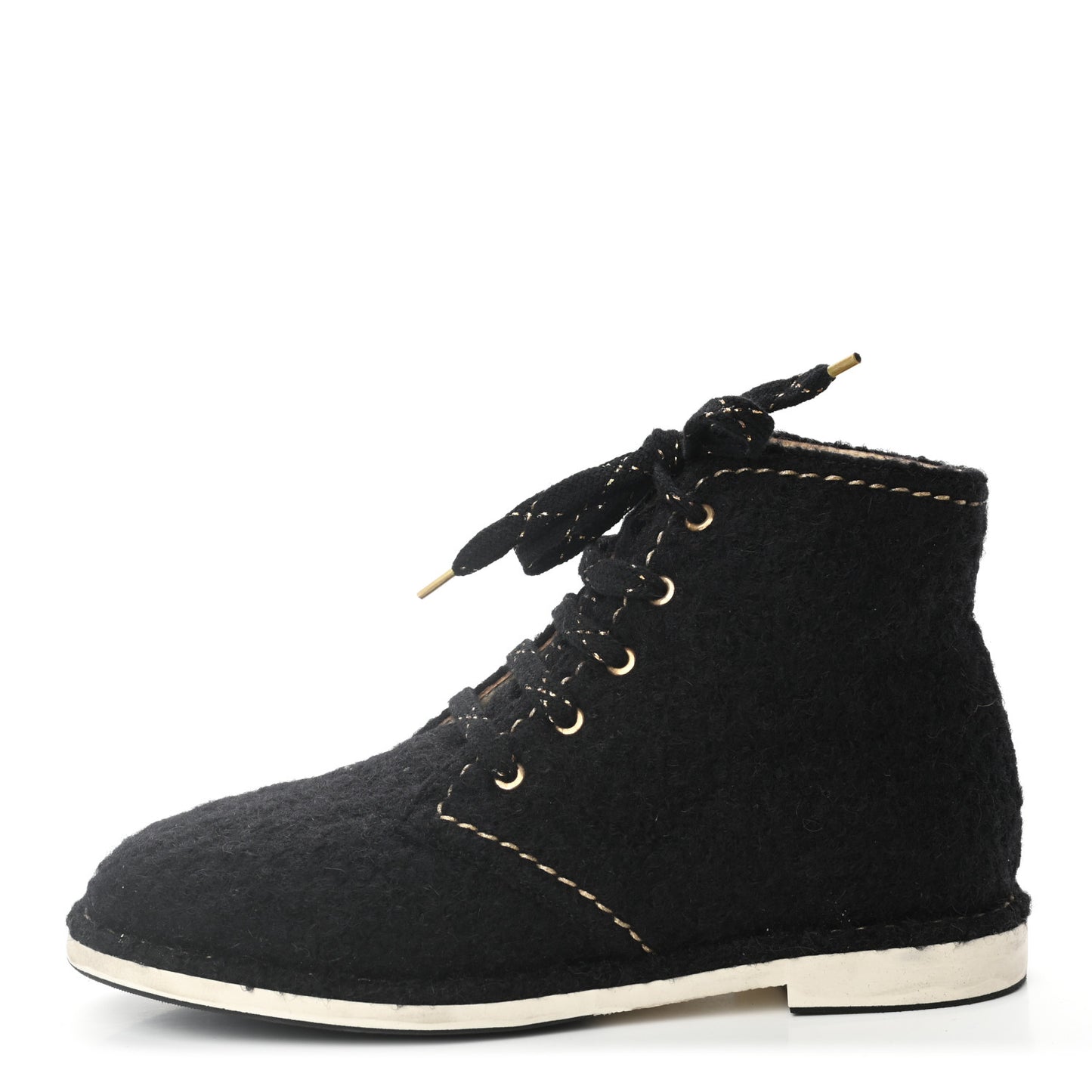 Tweed Womens Lace Up Short Boots 40 Black