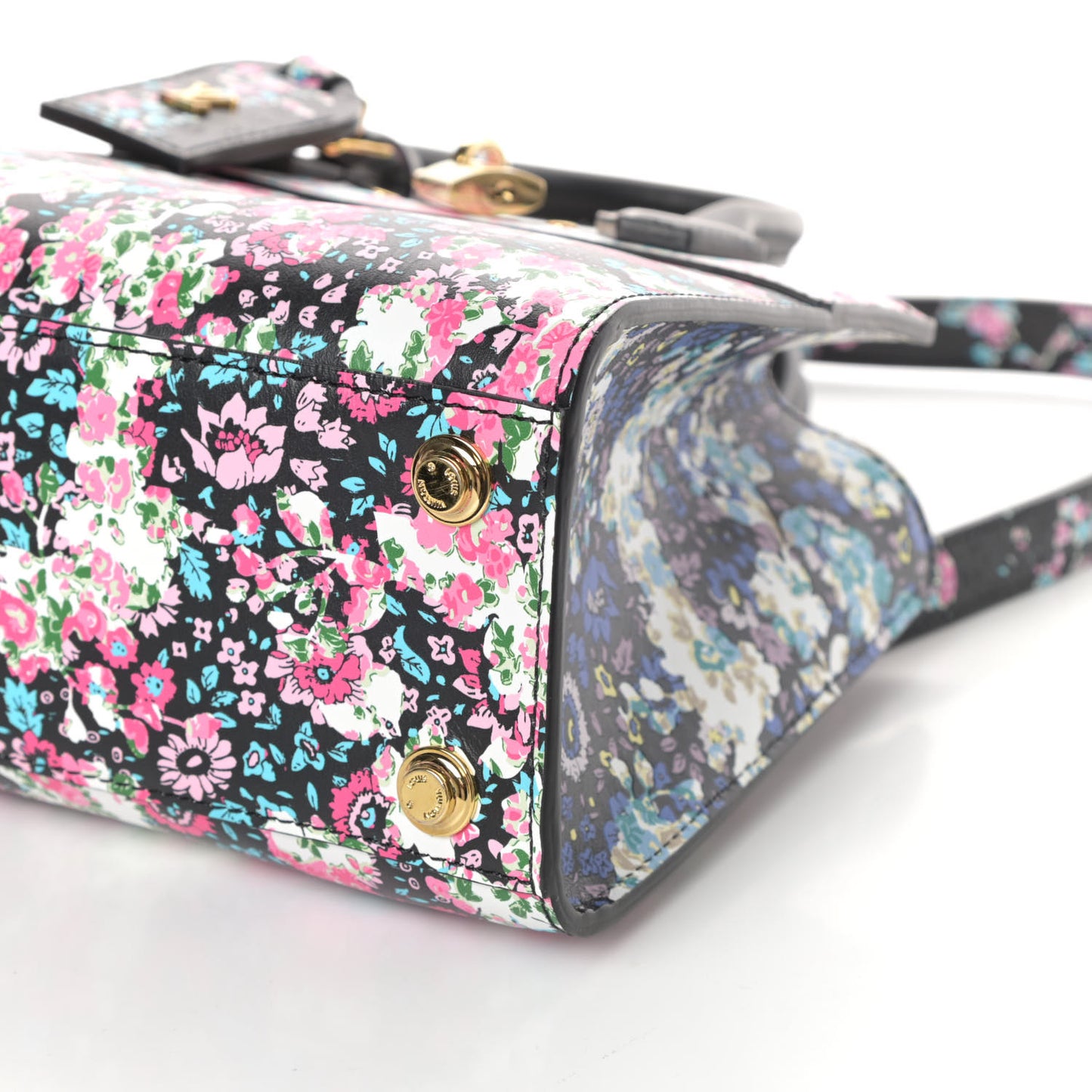 Calfskin Floral Print Mini City Steamer Black