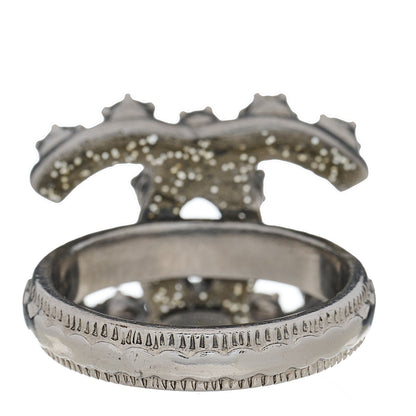 Chanel Metal Crystal CC Ring 6.25 Silver 3 of 4