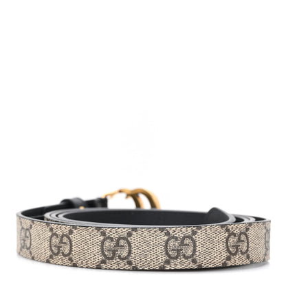 Gucci GG Supreme Monogram Matte Plutone Calfskin Double G 20mm Belt 120 48 Beige Ebony Black 2 of 4
