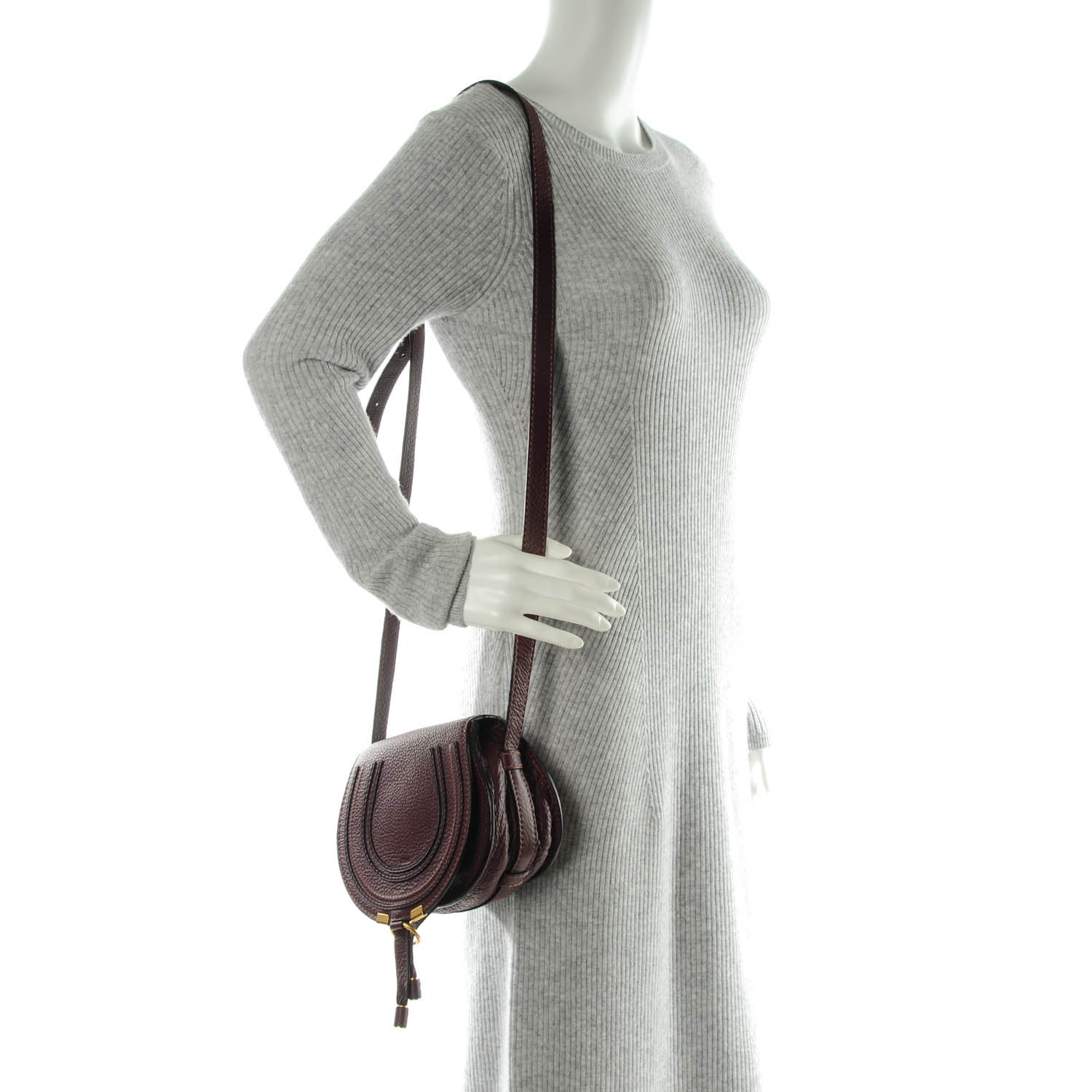 Chloe Calfskin Mini Marcie Round Crossbody Bag Dark Velvet 2 of 7